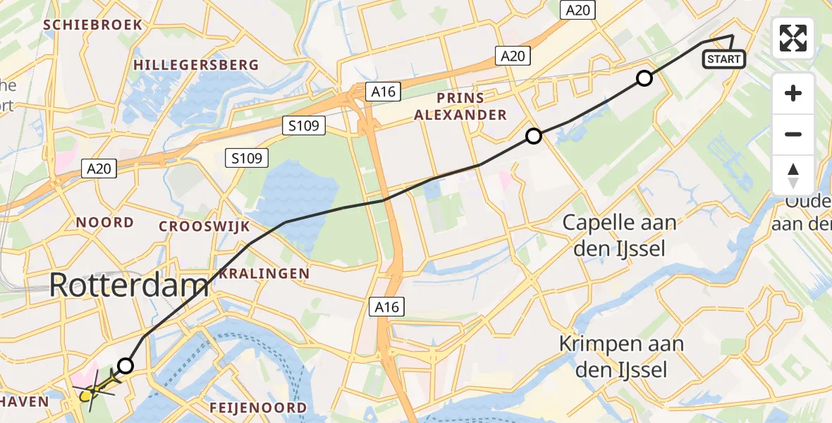 Routekaart van de vlucht: Lifeliner 2 naar Erasmus MC