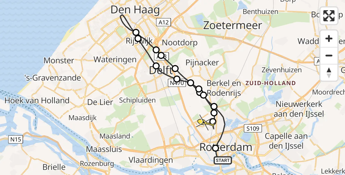 Routekaart van de vlucht: Lifeliner 2 naar Rotterdam The Hague Airport