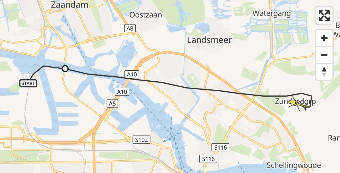 Routekaart van de vlucht: Lifeliner 1 naar Amsterdam