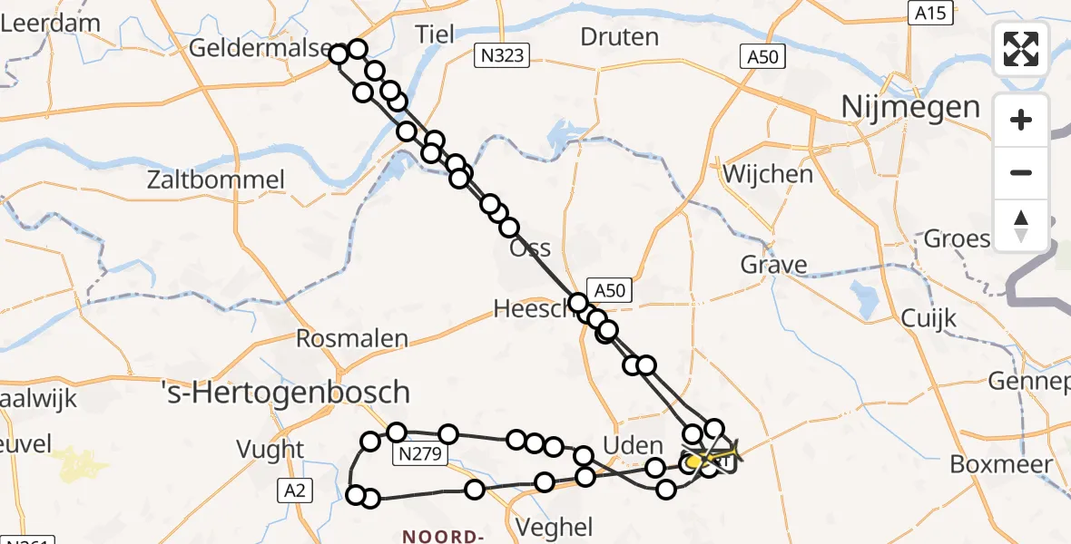 Routekaart van de vlucht: Lifeliner 3 naar Vliegbasis Volkel