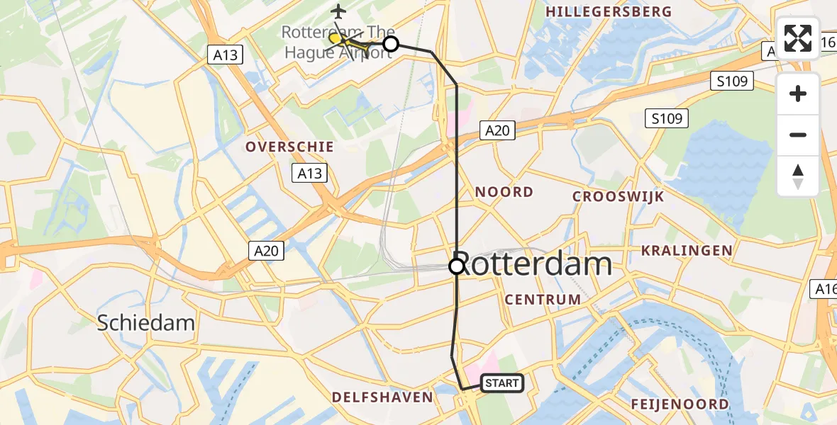 Routekaart van de vlucht: Lifeliner 2 naar Rotterdam The Hague Airport