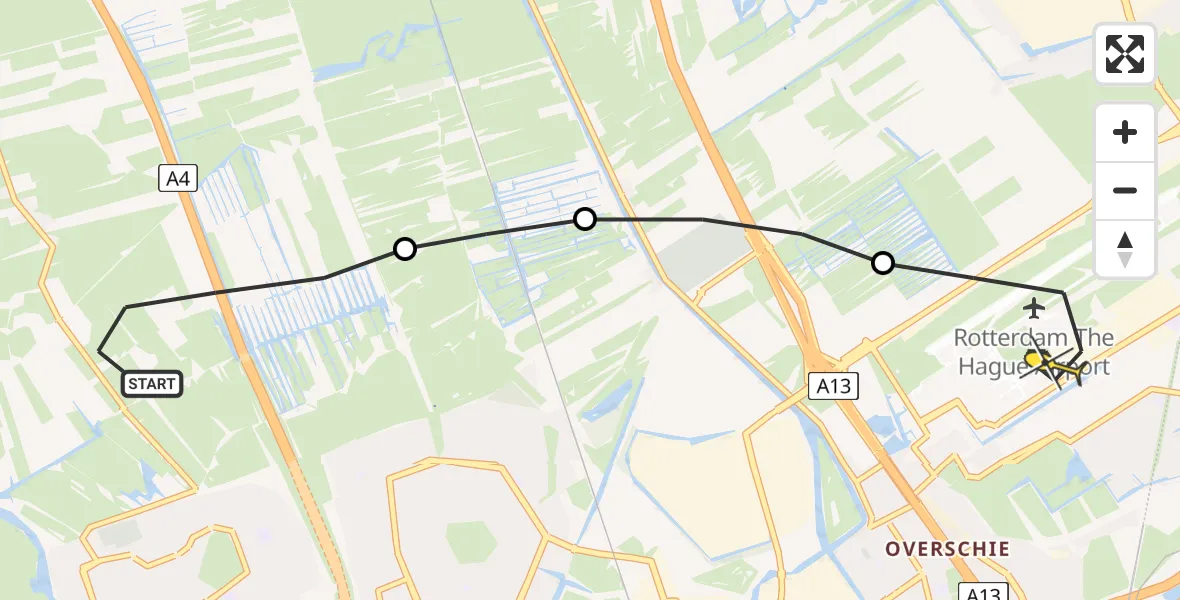 Routekaart van de vlucht: Lifeliner 2 naar Rotterdam The Hague Airport