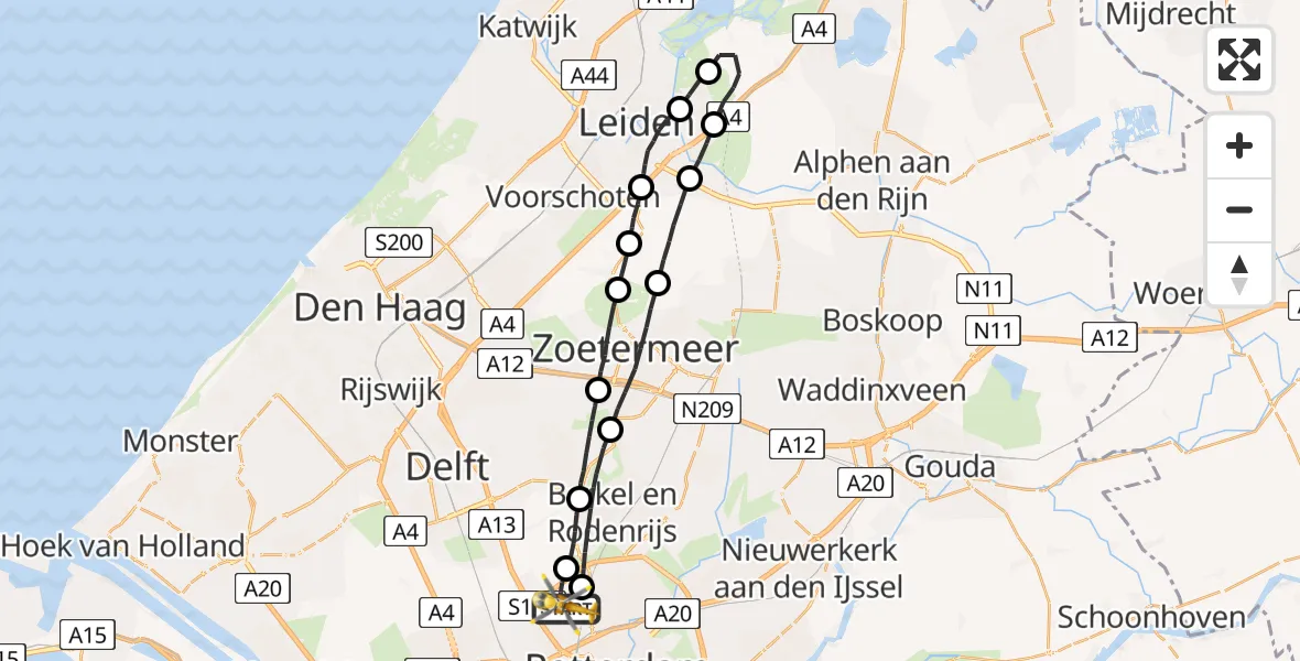Vluchtroute Traumahelikopter Rotterdam The Hague Airport - Rotterdam The Hague Airport, 06 augustus 2023, 16:11