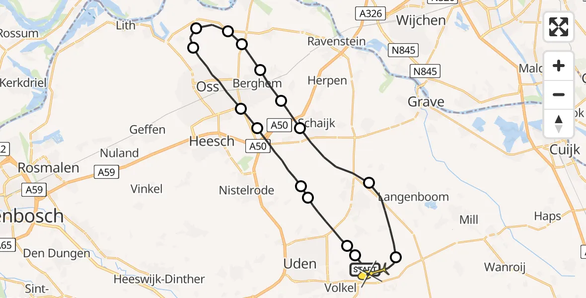 Routekaart van de vlucht: Lifeliner 3 naar Vliegbasis Volkel