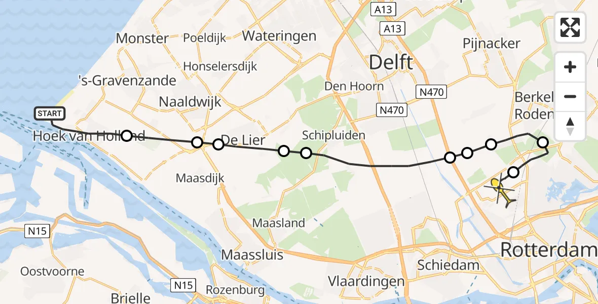 Routekaart van de vlucht: Lifeliner 2 naar Rotterdam The Hague Airport