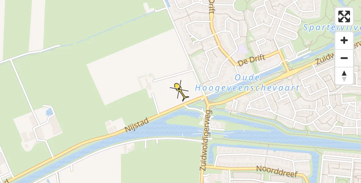 Routekaart van de vlucht: Lifeliner 4 naar Hoogeveen