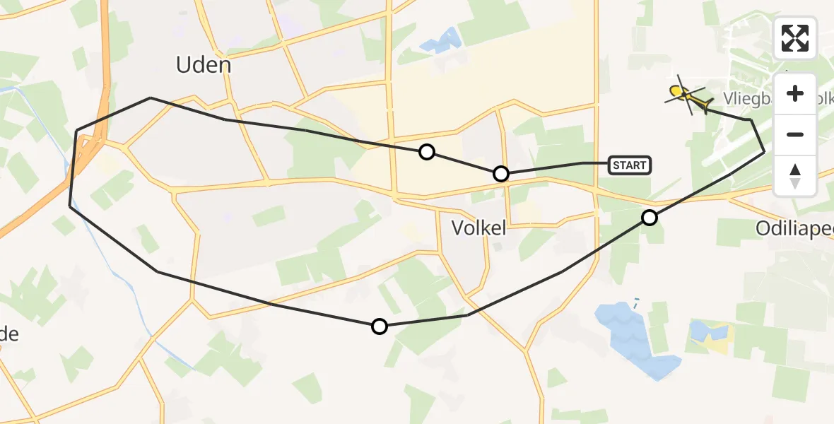 Routekaart van de vlucht: Lifeliner 3 naar Vliegbasis Volkel