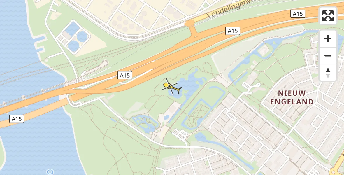 Routekaart van de vlucht: Traumahelikopter naar Hoogvliet