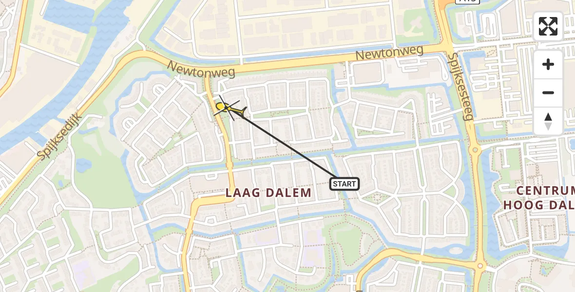 Routekaart van de vlucht: Traumahelikopter naar Gorinchem