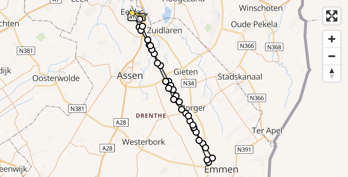Routekaart van de vlucht: Lifeliner 4 naar Groningen Airport Eelde