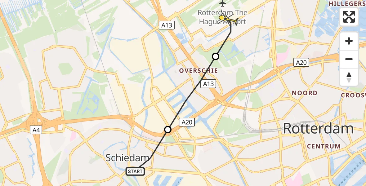 Routekaart van de vlucht: Lifeliner 2 naar Rotterdam The Hague Airport