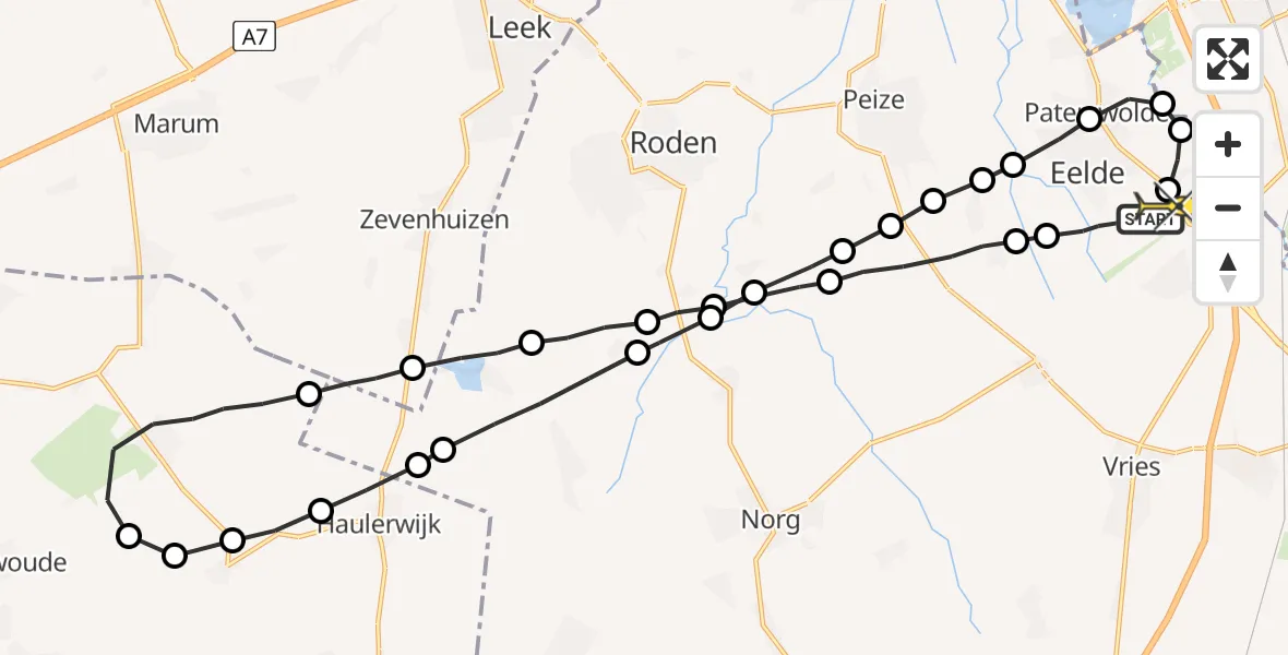 Routekaart van de vlucht: Lifeliner 4 naar Groningen Airport Eelde