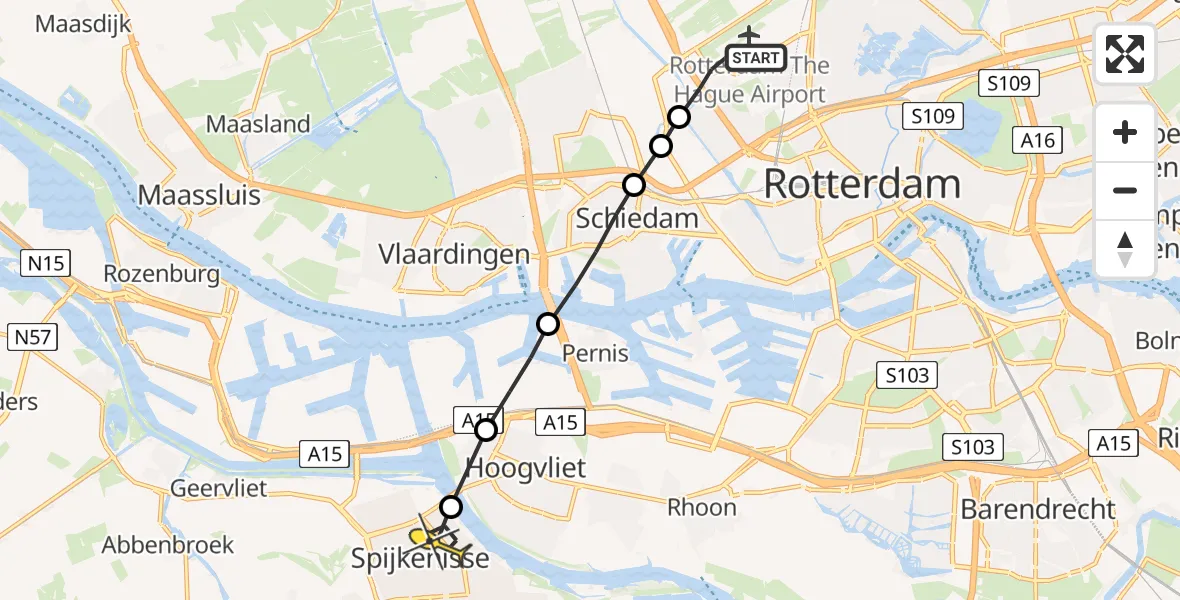 Routekaart van de vlucht: Lifeliner 2 naar Spijkenisse