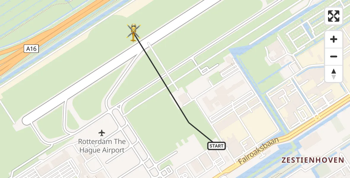 Vluchtroute Traumahelikopter Rotterdam The Hague Airport - Rotterdam The Hague Airport, 07 augustus 2023, 11:46