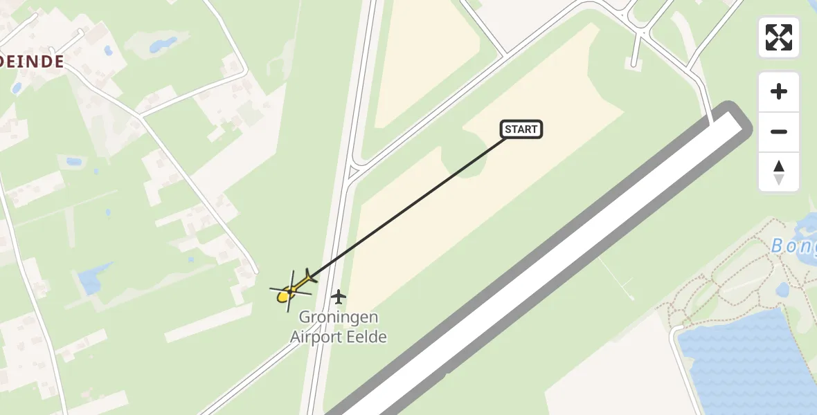 Routekaart van de vlucht: Traumahelikopter naar Groningen Airport Eelde