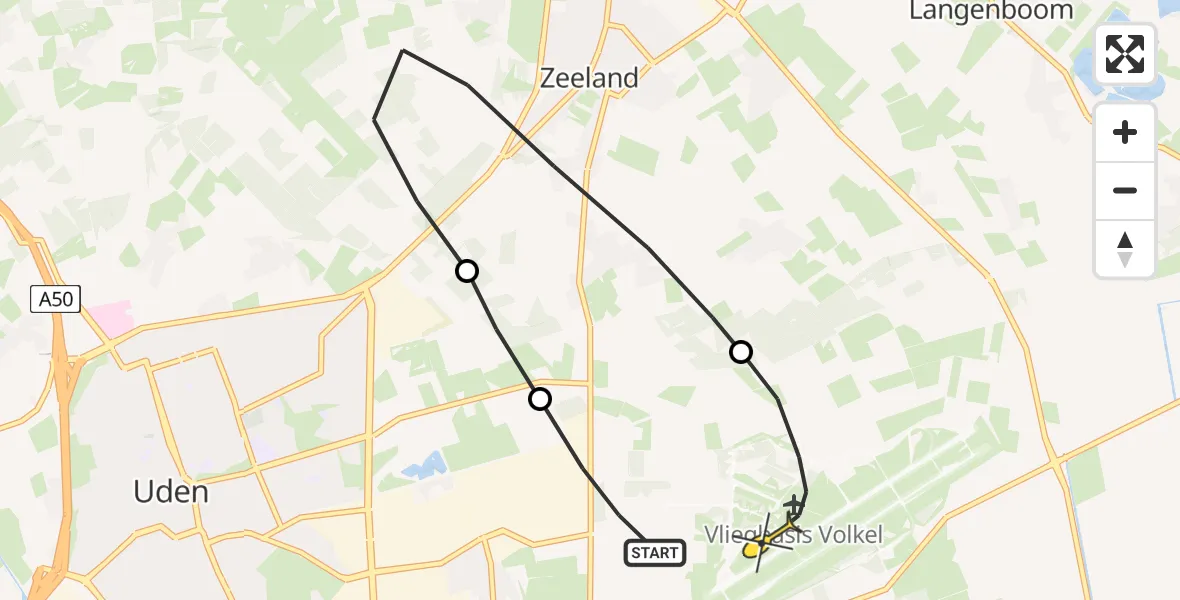 Routekaart van de vlucht: Lifeliner 3 naar Vliegbasis Volkel