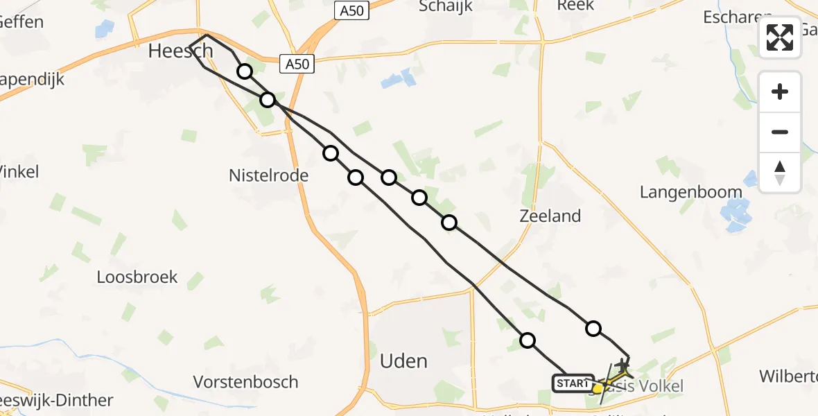 Routekaart van de vlucht: Lifeliner 3 naar Vliegbasis Volkel