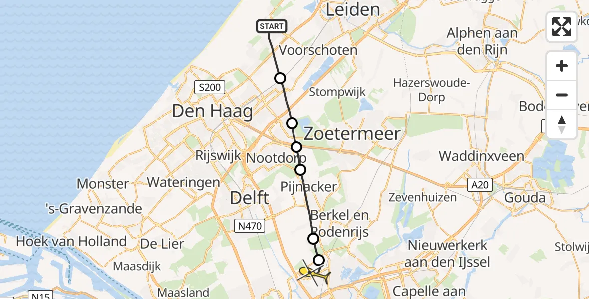 Routekaart van de vlucht: Lifeliner 2 naar Rotterdam The Hague Airport