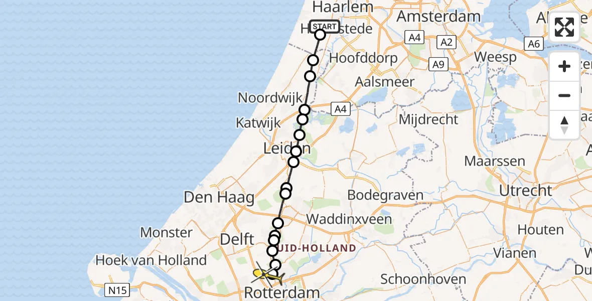 Routekaart van de vlucht: Lifeliner 2 naar Rotterdam The Hague Airport