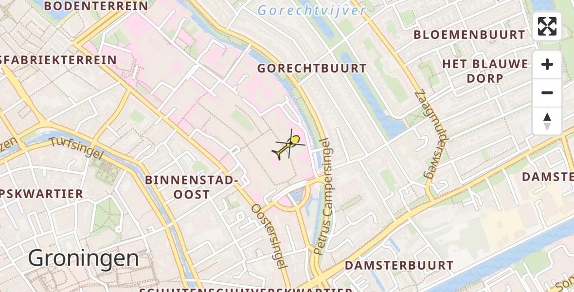 Vluchtroute Traumahelikopter van Universitair Medisch Centrum Groningen naar Universitair Medisch Centrum Groningen