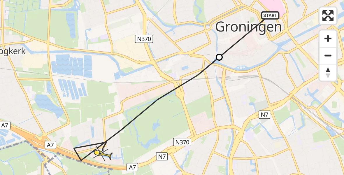 Routekaart van de vlucht: Lifeliner 4 naar Groningen