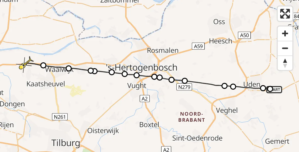 Routekaart van de vlucht: Lifeliner 3 naar Sprang-Capelle