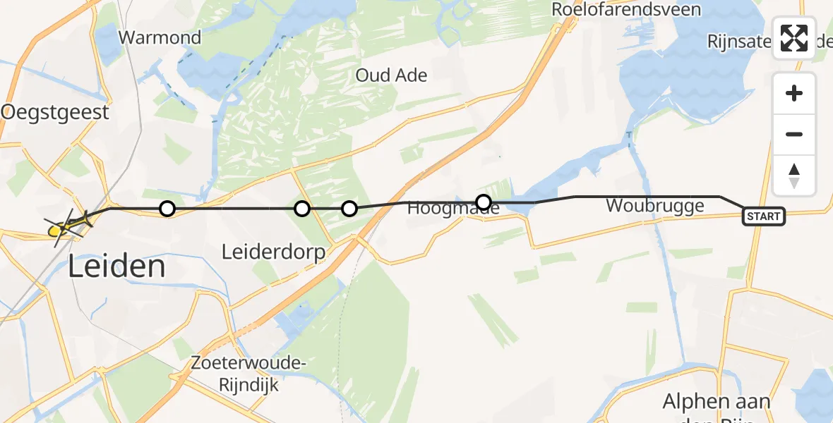 Routekaart van de vlucht: Lifeliner 2 naar Leiden