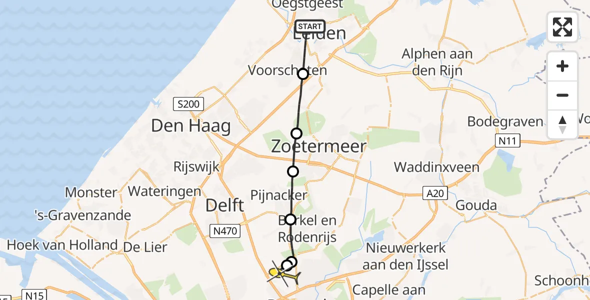 Routekaart van de vlucht: Lifeliner 2 naar Rotterdam The Hague Airport