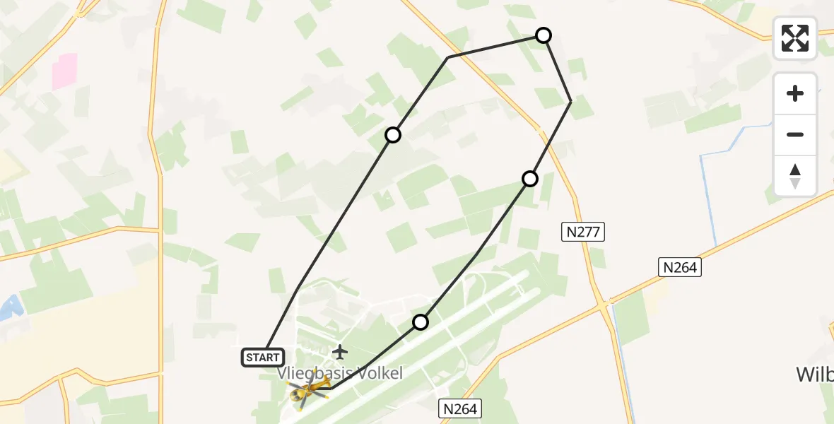 Vluchtroute Traumahelikopter Vliegbasis Volkel - Vliegbasis Volkel, 08 augustus 2023, 08:10