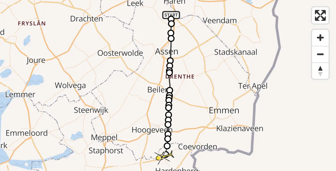 Routekaart van de vlucht: Lifeliner 4 naar Slagharen
