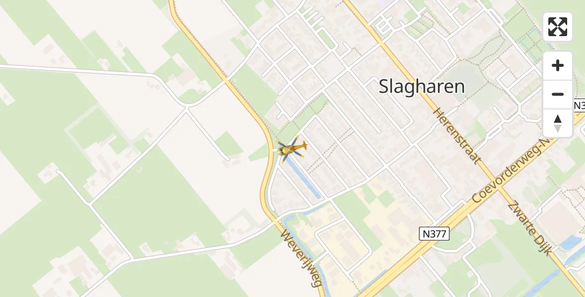 Vluchtroute Traumahelikopter Slagharen - Slagharen, 08 augustus 2023, 10:55