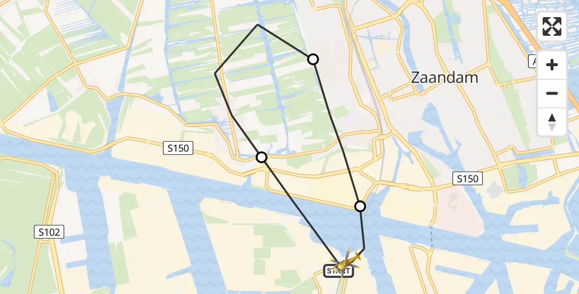 Vluchtroute Traumahelikopter Amsterdam Heliport - Amsterdam Heliport, 08 augustus 2023, 12:06