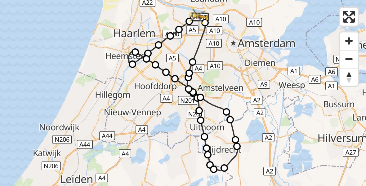 Vluchtroute Traumahelikopter Amsterdam Heliport - Amsterdam Heliport, 08 augustus 2023, 14:21