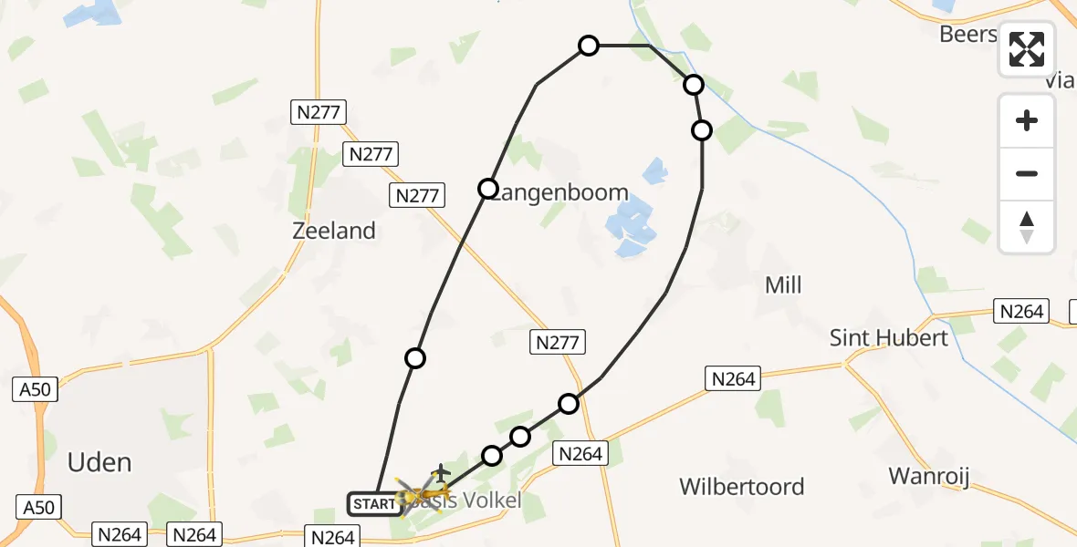 Vluchtroute Traumahelikopter Vliegbasis Volkel - Vliegbasis Volkel, 08 augustus 2023, 16:32