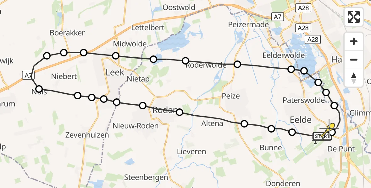 Routekaart van de vlucht: Lifeliner 4 naar Groningen Airport Eelde