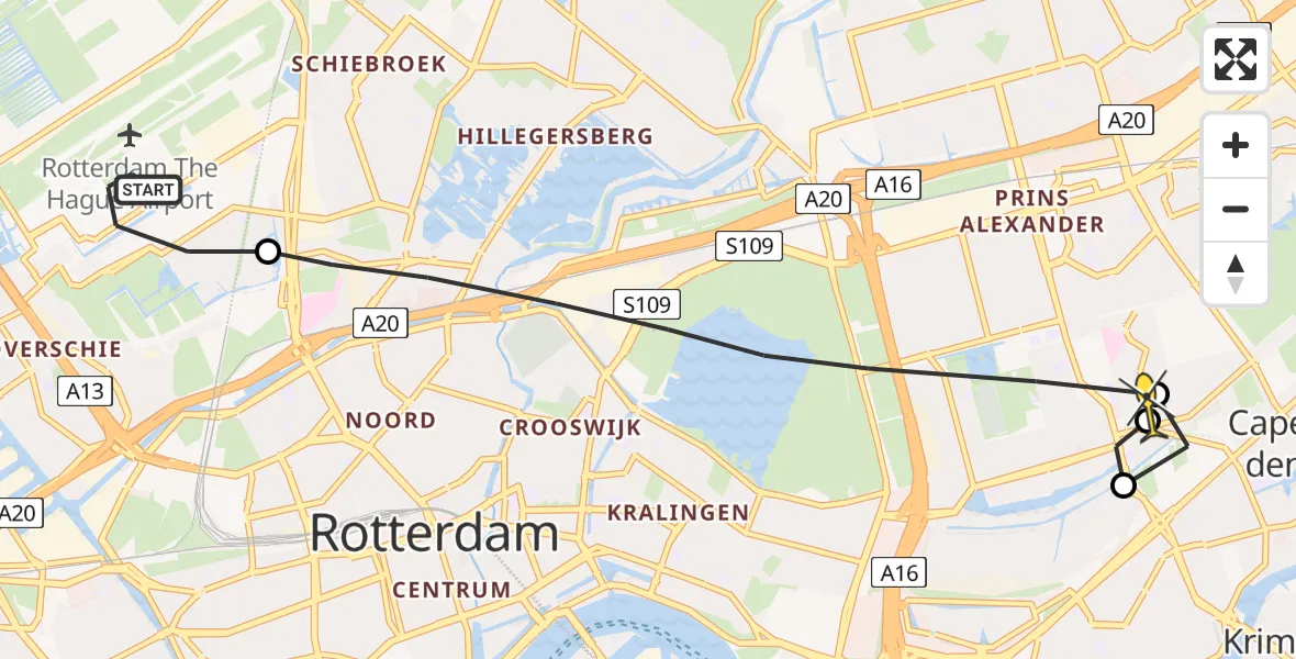 Routekaart van de vlucht: Lifeliner 2 naar Capelle aan den IJssel