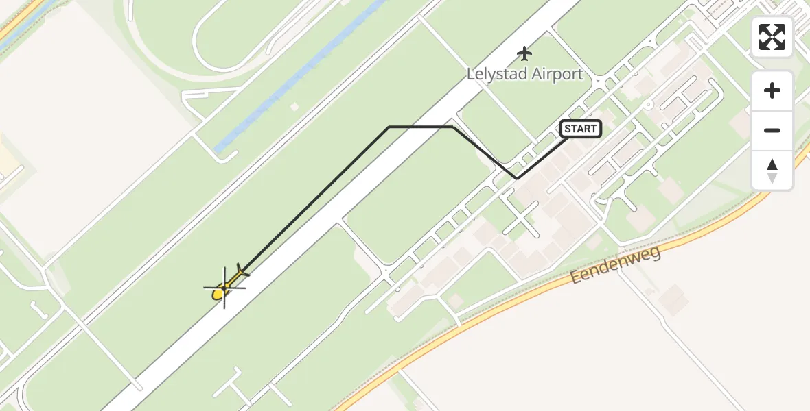 Routekaart van de vlucht: Traumaheli naar Lelystad Airport