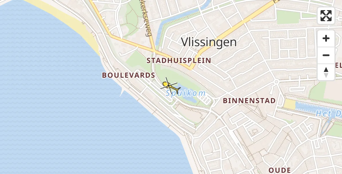 Routekaart van de vlucht: Traumahelikopter naar Vlissingen