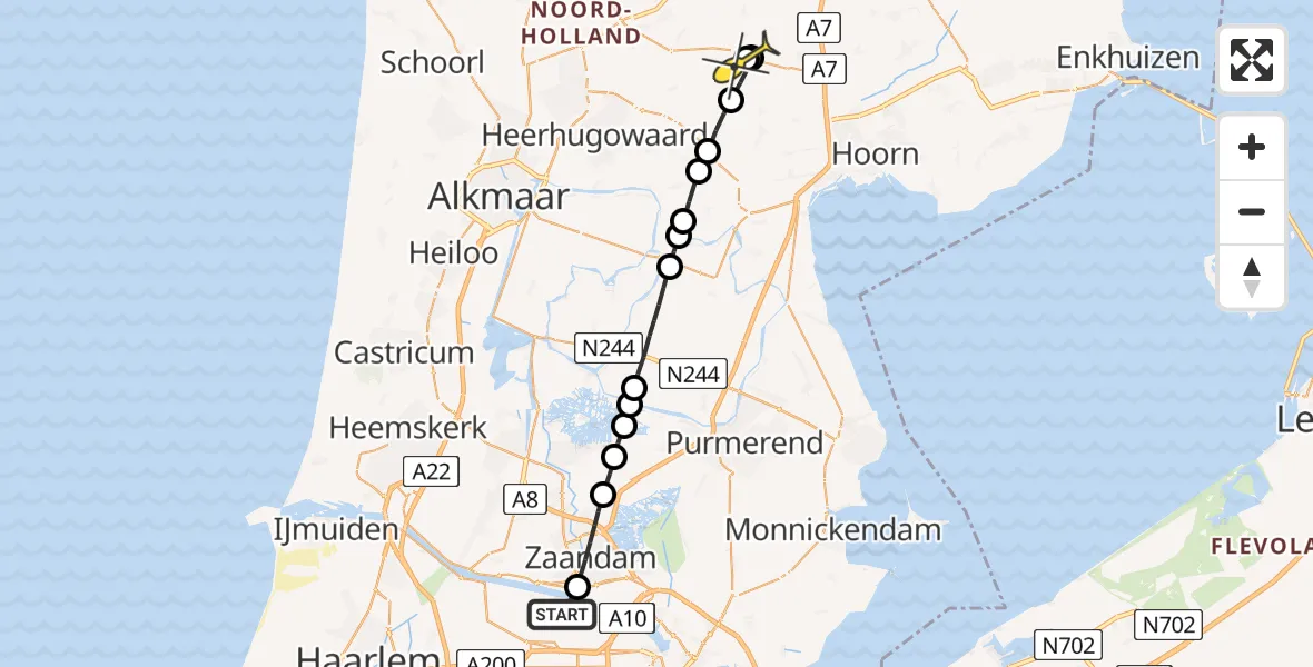 Routekaart van de vlucht: Lifeliner 1 naar Spanbroek