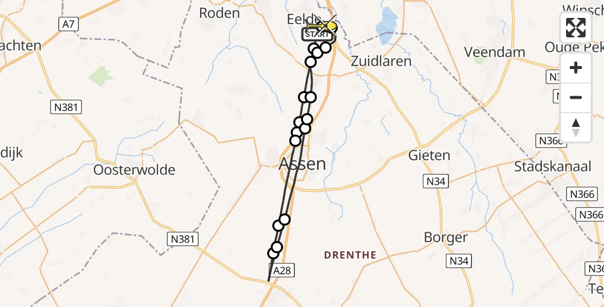 Routekaart van de vlucht: Lifeliner 4 naar Groningen Airport Eelde