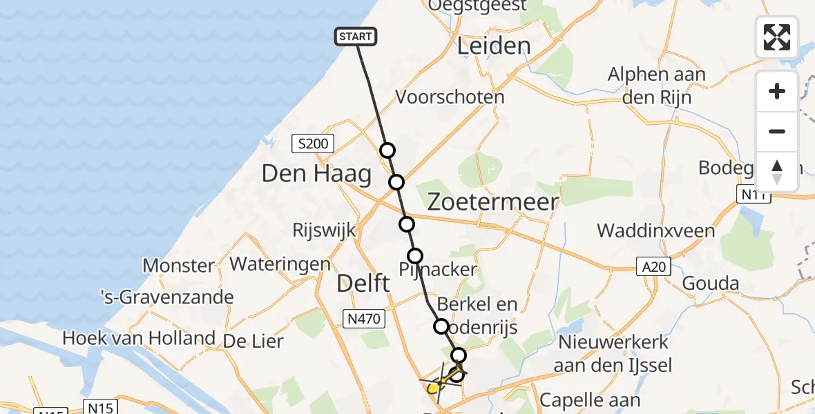 Routekaart van de vlucht: Lifeliner 2 naar Rotterdam The Hague Airport