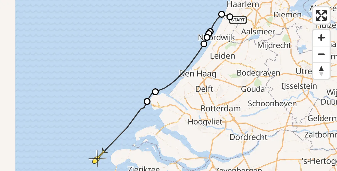 Routekaart van de vlucht: Politiehelikopter naar 