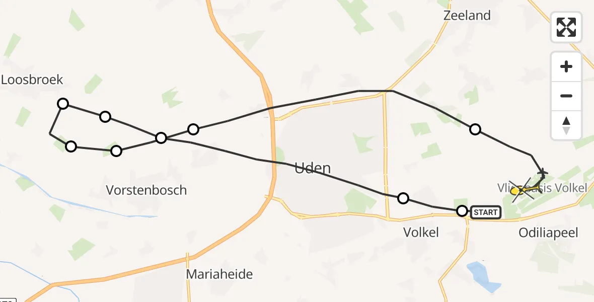 Routekaart van de vlucht: Lifeliner 3 naar Vliegbasis Volkel