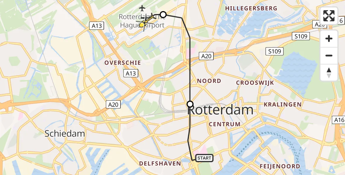 Routekaart van de vlucht: Lifeliner 2 naar Rotterdam The Hague Airport