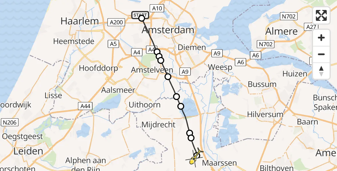 Routekaart van de vlucht: Lifeliner 1 naar Kockengen