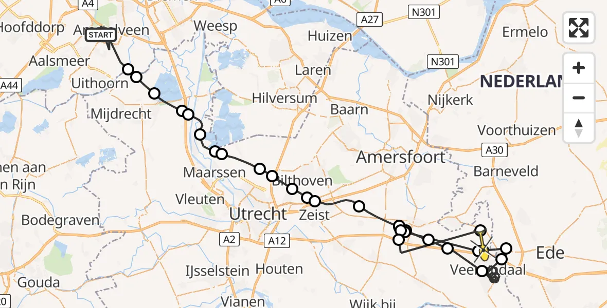 Routekaart van de vlucht: Politieheli naar Renswoude