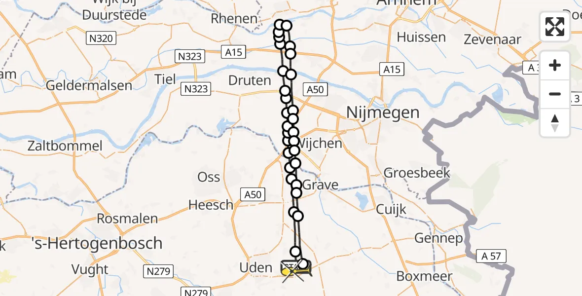 Routekaart van de vlucht: Lifeliner 3 naar Vliegbasis Volkel