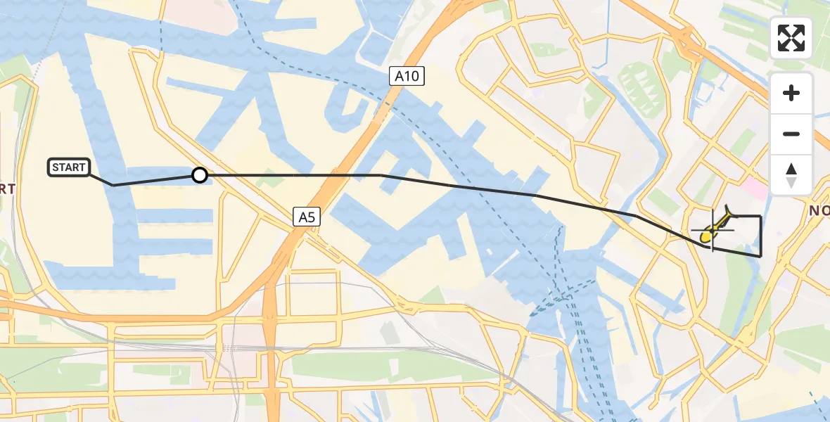 Routekaart van de vlucht: Lifeliner 1 naar Amsterdam