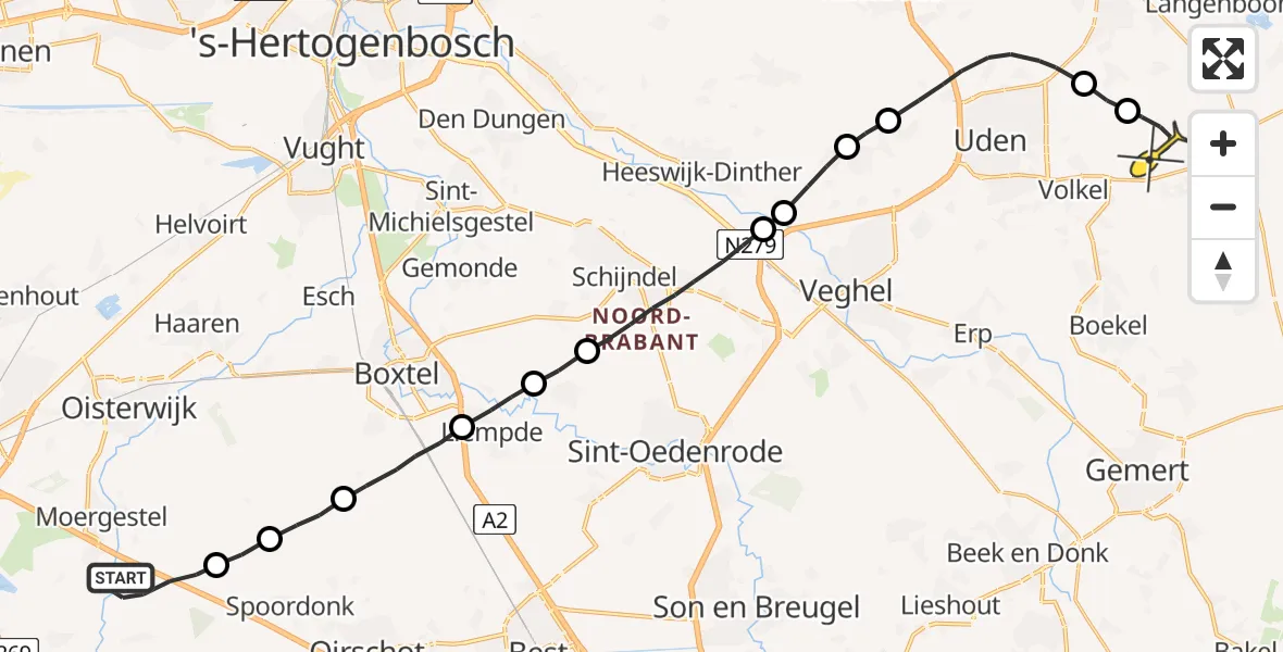 Routekaart van de vlucht: Lifeliner 3 naar Vliegbasis Volkel