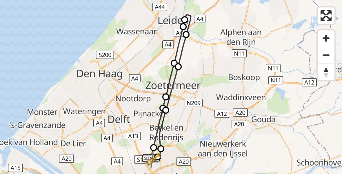 Vluchtroute Traumahelikopter Rotterdam The Hague Airport - Rotterdam The Hague Airport, 10 augustus 2023, 08:29